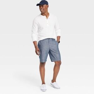 Goodfellow Mens Flat Front Linden NWT 9 Chambray Shorts‎ Size 50